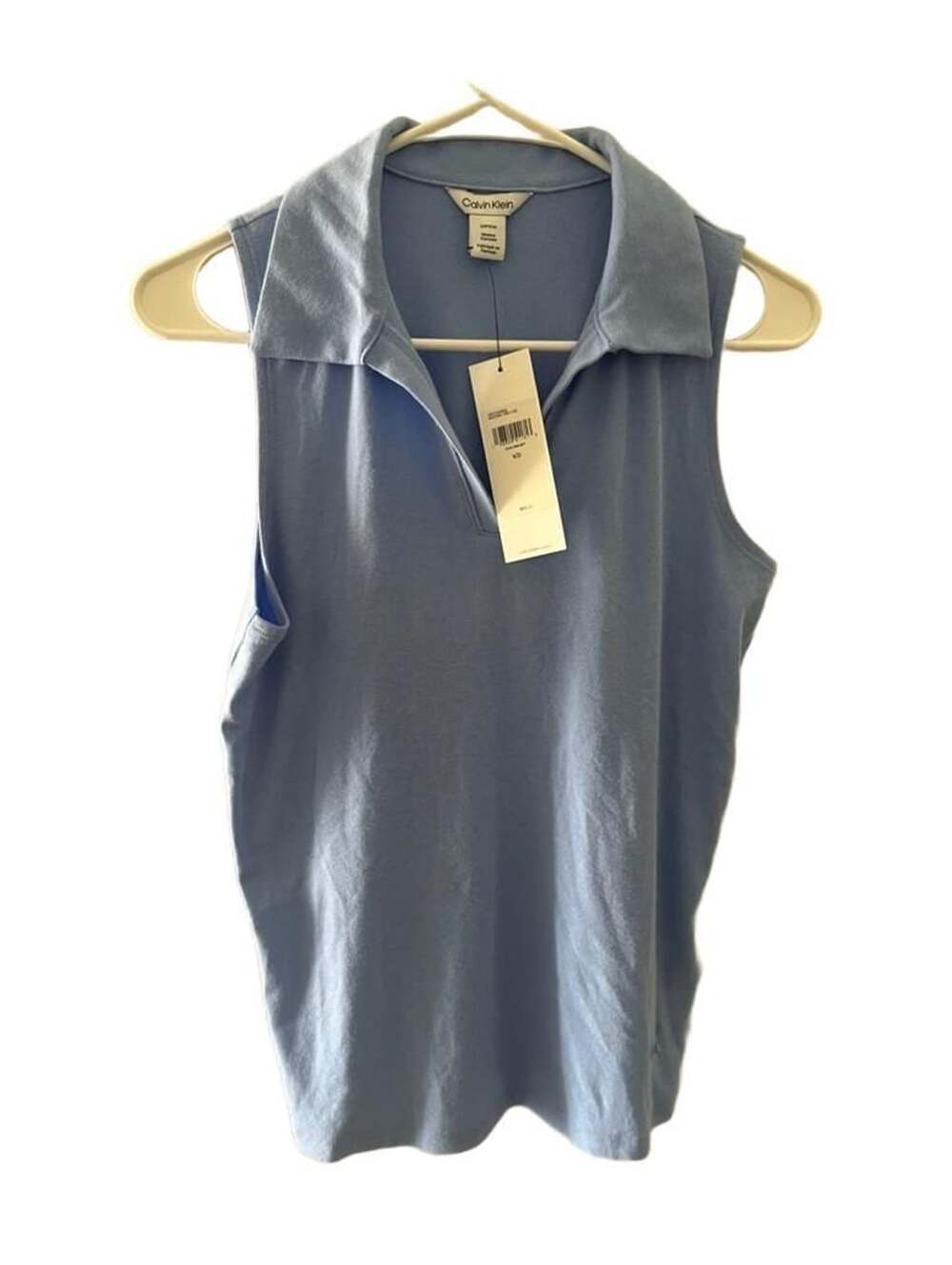 Calvin Klein Sleeveless Polo Shirt Size S Blue Descant
